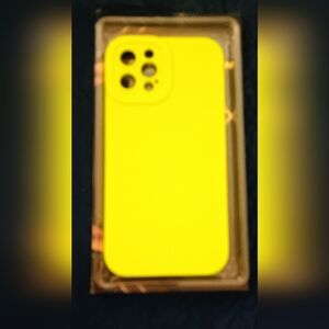 Silicone phone case for an iPhone 12 Pro with a triple camera system, Neon